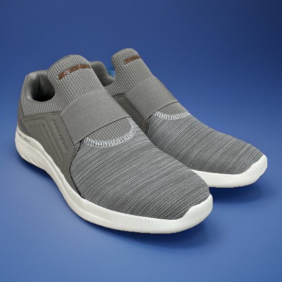 Skechers Mens Sz 10 Gray Slip On Sneakers Stretch Fit Bounder 2.0 Balmore Taupe - Picture 5 of 9